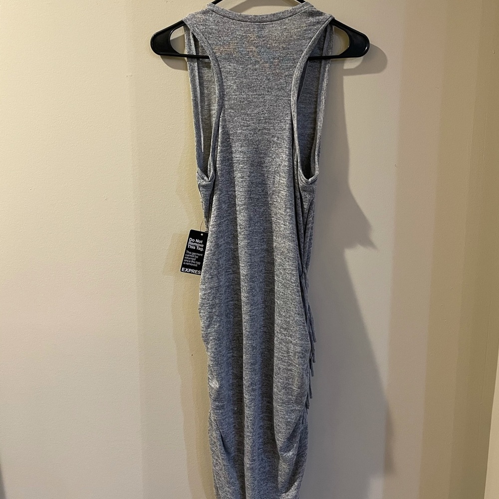 NWT-Heathered Gray Ruched Express Dress Size M - Picture 2 of 3